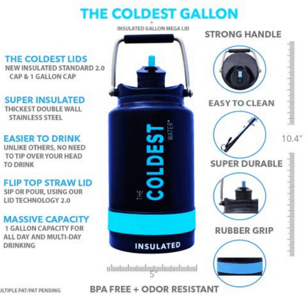 The Coldest Bottle 1 Gallon Cool Water Bottle Gallon Jug The